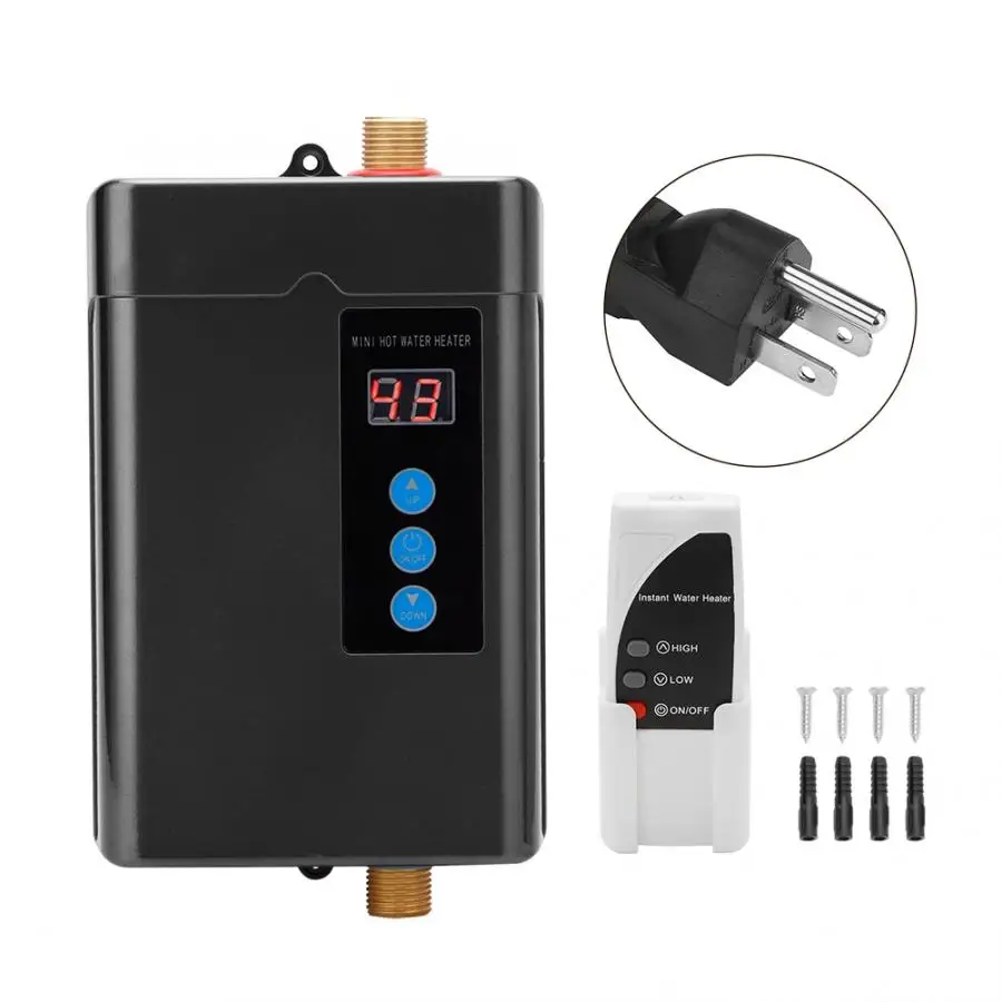 1000/2000/3000/4000W интеллигентая(ый) водонагреватель бытовые мини электрический водонагреватель мгновенный проточный водонагреватель нагрева кузнечной печи - Цвет: Черный