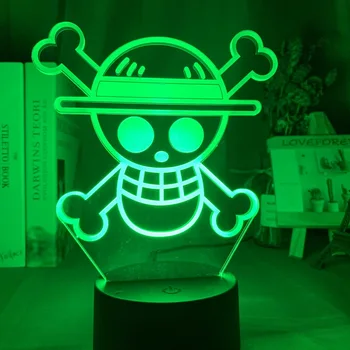 

Anime ONE PIECE LOGO Kids Night Light Led Touch Sensor Colorful Nightlight for Child Bedroom Decoration Cool Desk 3d Lamp Gift