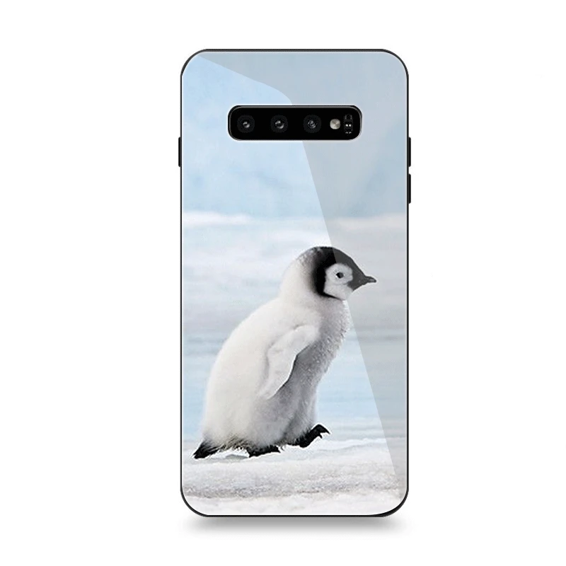 Мобильный чехол для телефона Стекло для samsung A10 A20 A30 A40 A50 A60 A70 S7 край S8 Plus Note 8 9 S10 чехол с милым пингвином;