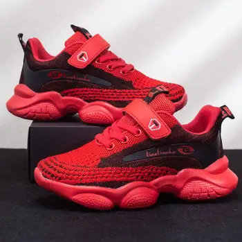 

Boys' sports shoes new flying woven breathable casual fashion running shoes high school students big girls shoes