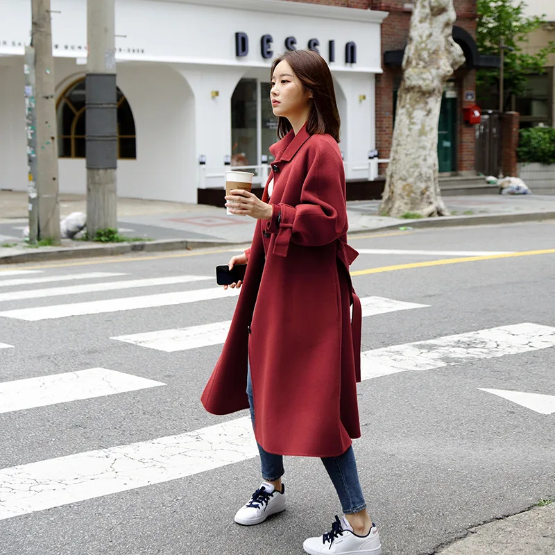 

2019 New Medium and Long Loose Cashmere Coats with Women's Double-sided Cashmere Coats Women Coats Jackets