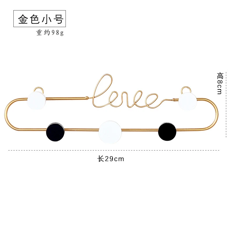 Nordic LOVE Iron Hooks Handmade Wall Hanging Practical Coats Key Receiving Decorative Hook Multifunction Home Golden Metal Racks