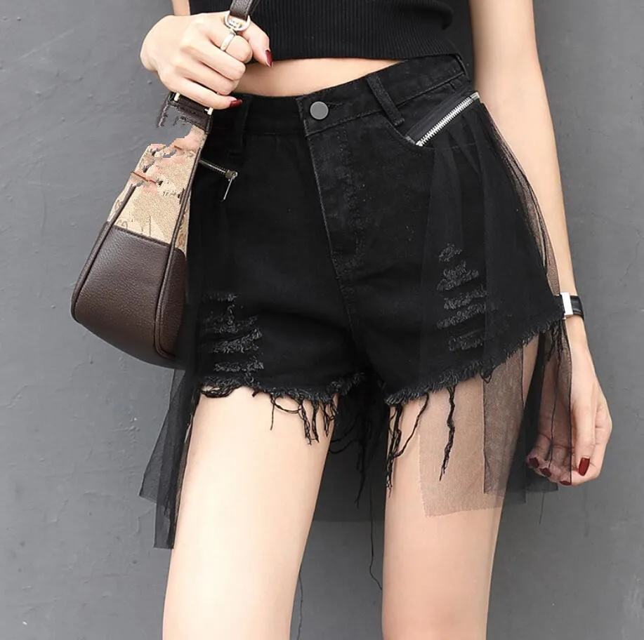 Splicing Yarn Hole Detachable Two Wear Trend Denim Shorts Bag Hip Sexy Female Skirt Fashion Women 2020 Summer New q514 compression shorts Shorts