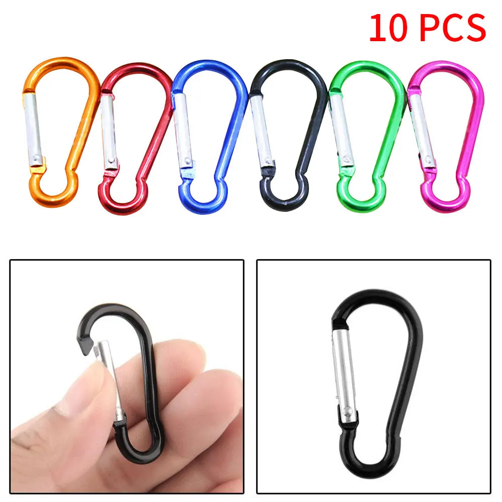

Outdoor Sports Sporting Goods Keychain Carabiner 10x Black Climbing & Caving Hooks