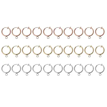 

10Pcs Brass Round Hoop Clip with Loop For Earring DIY Charms Jewelry Findings