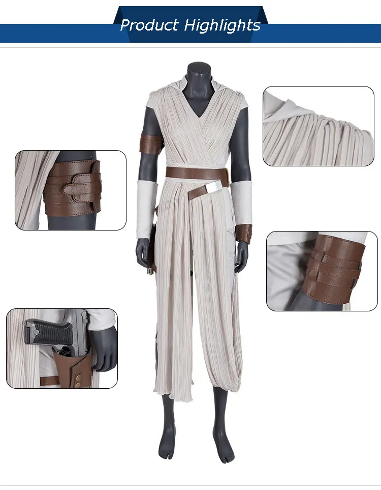 Фильм Звездные войны 9 The Rise Of Skywalker Косплей Костюм Рей пальто брюки шаль пояс для взрослых женщин сценическое представление одежда полный комплект