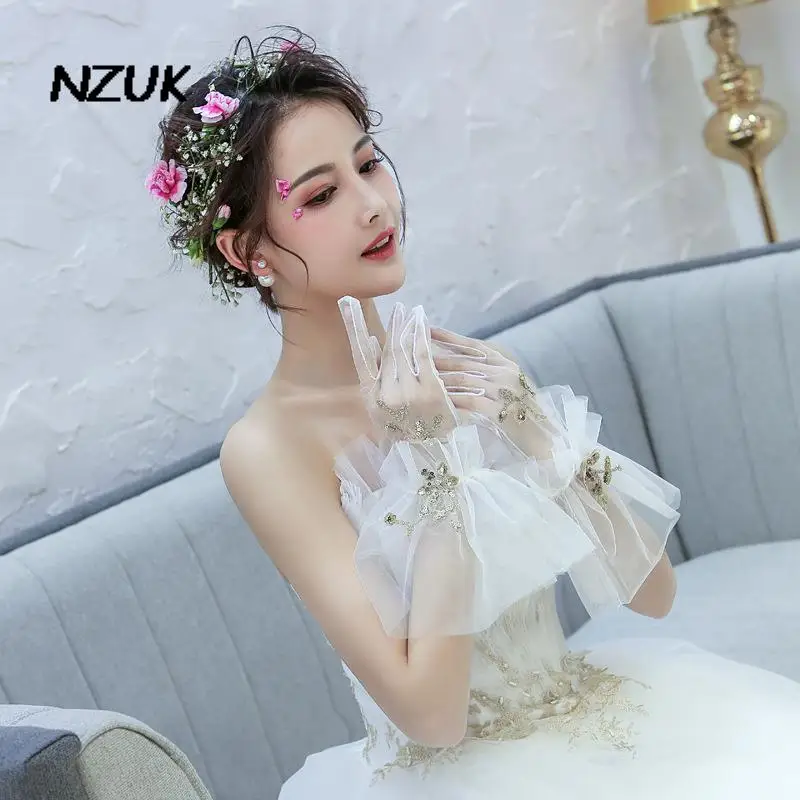 

NZUK Design Tulle Fingers Wedding Bridal Gloves Dancing Party Lady Girl Bridesmaid Princess Lady Short Gloves