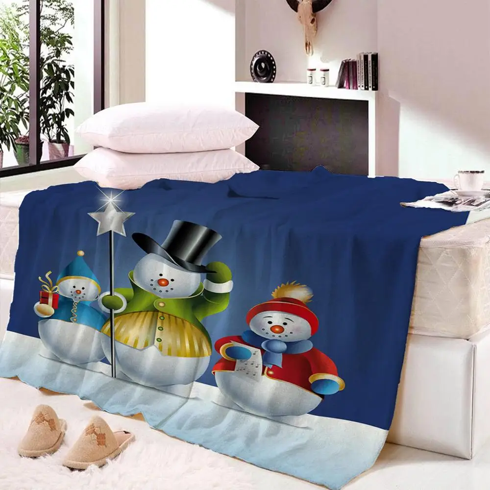 5 снеговиков тонкое одеяло для кровати супер мягкое пледы одеяло художественное пляжное полотенце пледы путешествия диване одеяло покрывало мультфильм - Цвет: 04