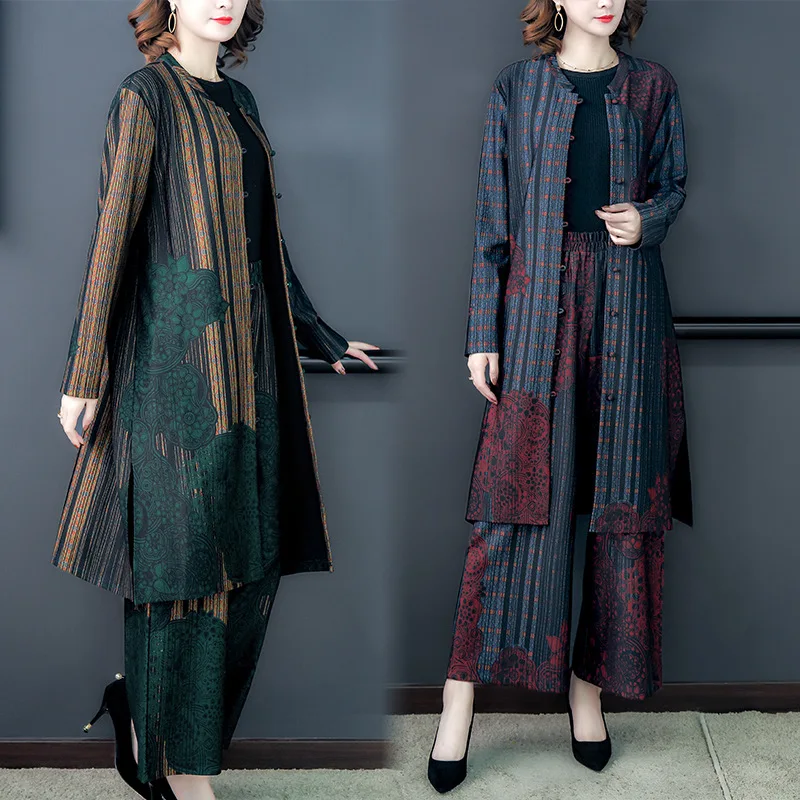 

2020 Spring New Style Large Size WOMEN'S Cardigan Tops Loose-Fit Loose Pants Two-Piece Set-Style Retro Elegant Set