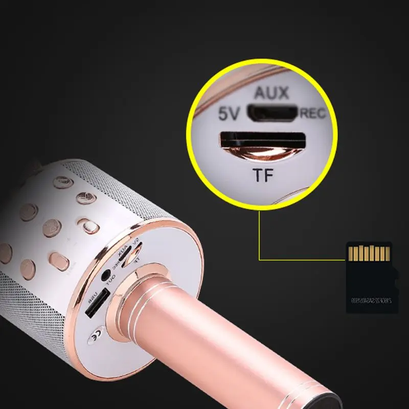 WS 858 беспроводной Bluetooth конденсаторный микрофон для караоке динамик плеер KTV
