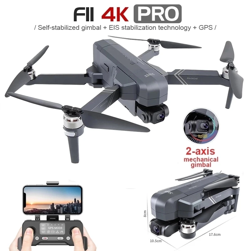 2021 NEW F11 PRO 4K Drone With GPS FPV WiFi HD Camera Two-axis Anti-shake RC Helicopters Brushless Motor Quadcopter Toys For Boy | Игрушки и