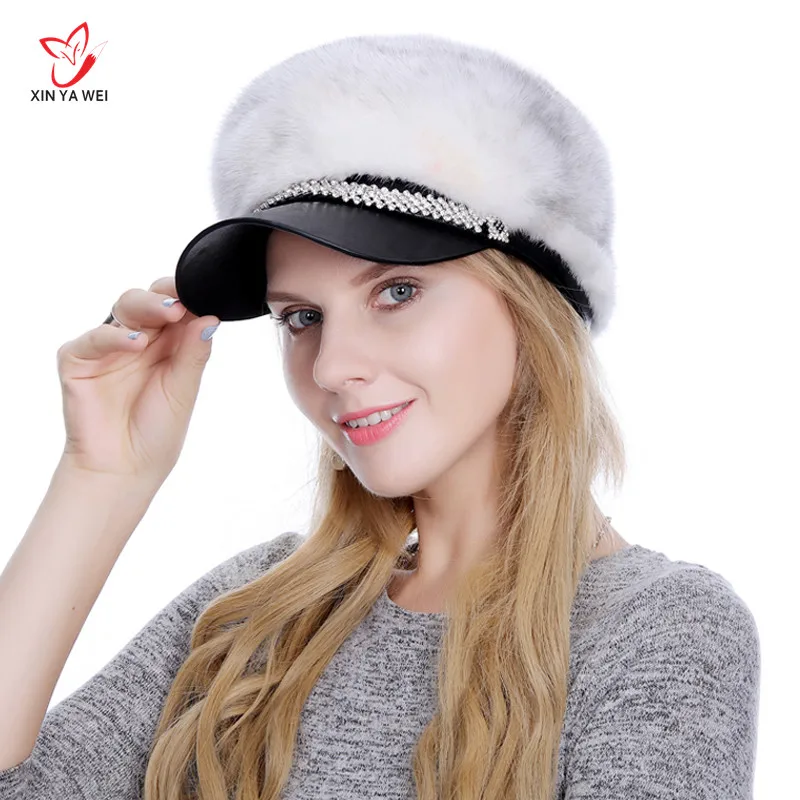 Femmes fourrure chapeau pour hiver naturel норковая шапка Руссе femelle chapeaux tout nouveau mode chaud береты casquette