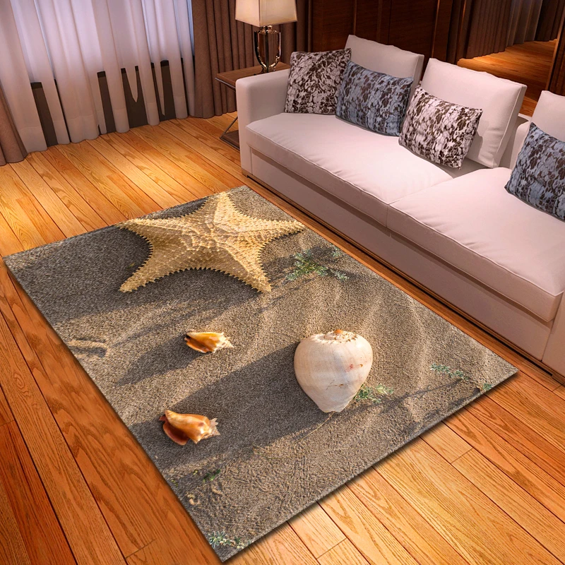3D коврик в виде раковины для детской спальни, гостиной, мягкий фланелевый детский коврик для ползания, пляжного пейзажа, прикроватные коврики, ковер для гостиной