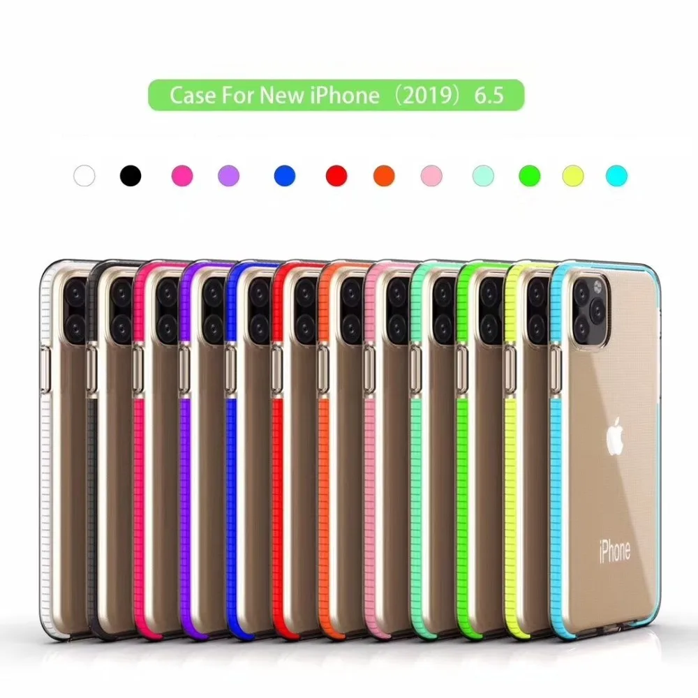

For iPhone 11 Case Silicone Protective Cover For iPhone 11 Pro Max 2019 Case Color Frame Bumper Transparent Clear Back Case
