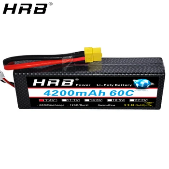 

HRB 2S 7.4V 4200mah Lipo Battery 60C T Deans XT60 EC5 XT90 RC Parts Hard Case For Traxxas Car Racing FPV Airplane Drone Hardcase