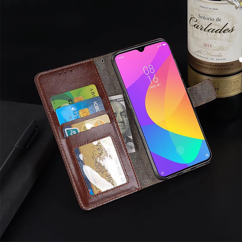 Роскошный кожаный чехол кошелек для телефона Xiaomi Mi 9 Lite подставка фоторамка со
