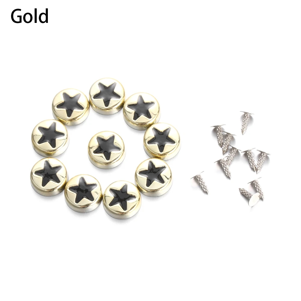 gold 10 комплектов(20 шт) 3 цвета звезды заклепки DIY мешок одежды обувь ремесла украшения поставки одежды Швейные стеклянные сверла Пришивание пуговицы - Цвет: gold