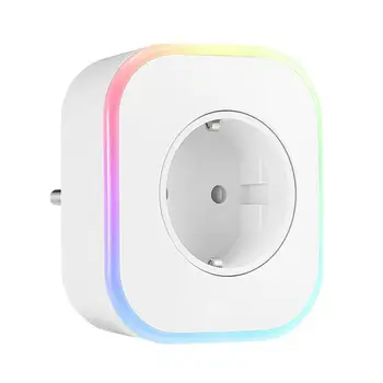 

1 PC 2000W Max 100-240V Modern Mini Wifi Smart Plug Wireless Timing RGB Plug Outlet Socket Work for Google Home Alexa White
