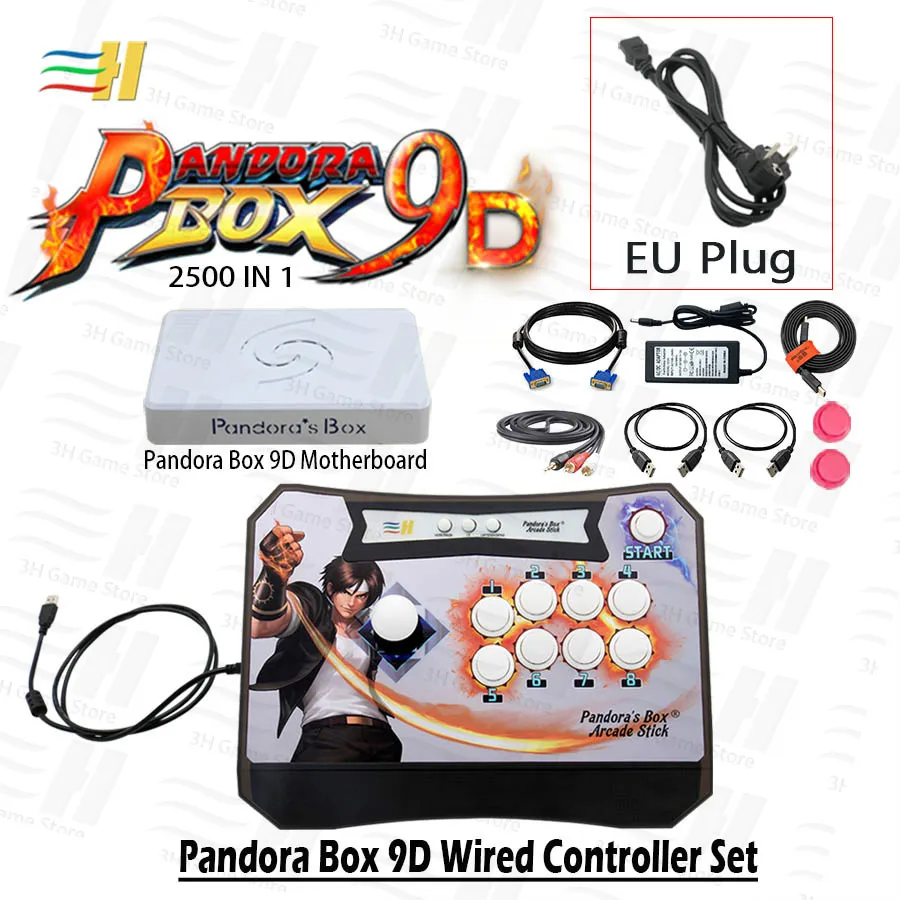 9D kof EU plug Pandora box 9d 2500 В 1 проводной контроллер Набор аркадный джойстик игровая консоль Ретро игровые Джойстики для аркадного автомата кабинета - Цвет: 9D kof EU plug