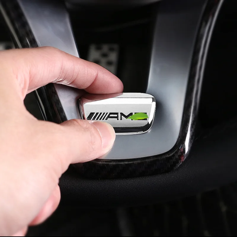 

Only Mercedes GLC New C Class E Modified AMG Steering Wheel Sequin GLA Interior Trim Decorative Sticker Sports Car Logo Accessor