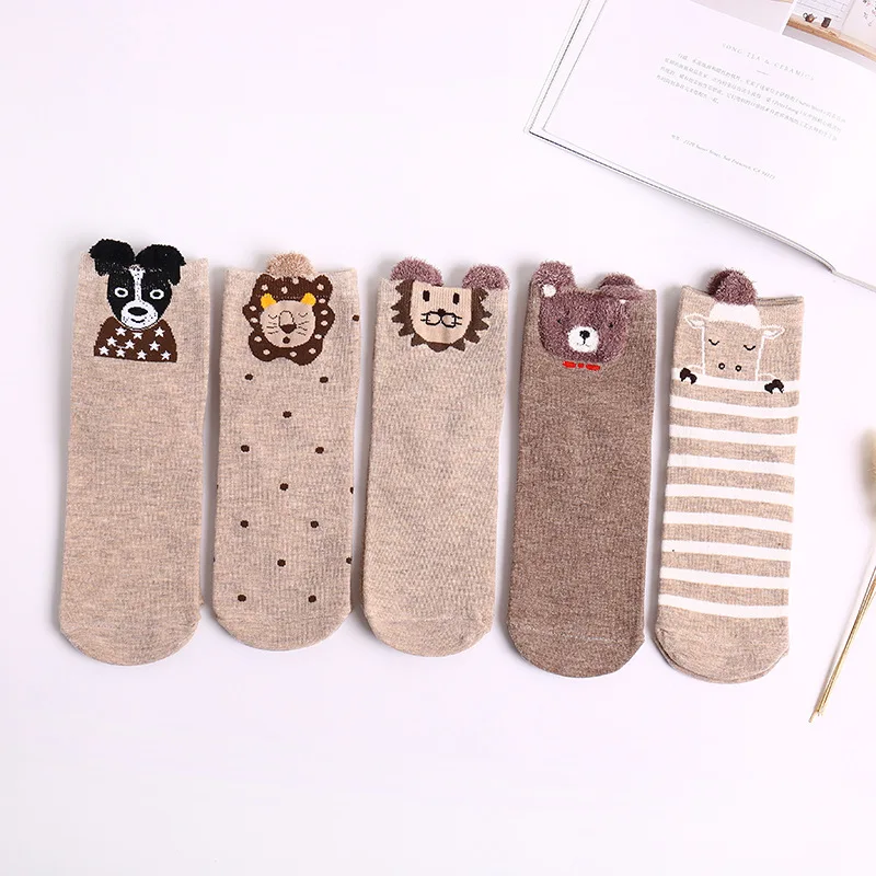 10 пар/лот, женские Забавные милые короткие носки с объемным изображением животных из мультфильмов, овец, Льва, тигра, медведя, собаки, женские модные креативные кавайные носки