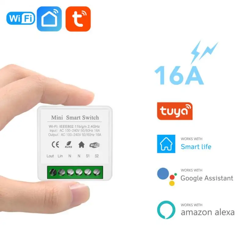 Модуль Wi-Fi Tuya Mini 16 А с двухсторонним управлением через приложение Smart Life