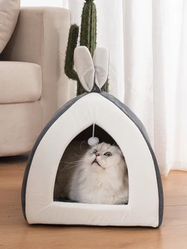 

Four seasons general winter warm deep sleep closed villa cat bed Small dog kennel and cat products best selling pet supplies