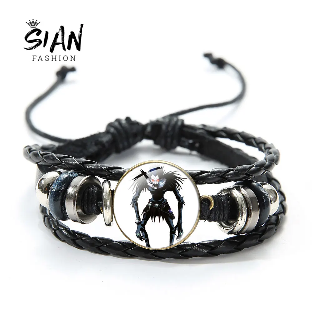 Новый японский кожаный браслет аниме Death Note с мультяшным принтом стеклянная