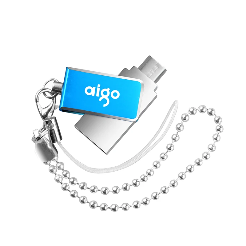 Aigo 64G Мини карманный размер usb флэш-накопитель для Android вращающийся на 360 ° cle usb флешка двойной интерфейс металлический автомобиль usb палка