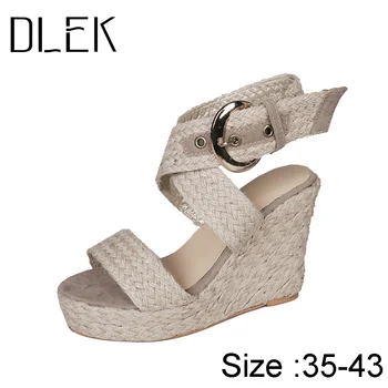 

Korean Summer High Heels Platform 2020 New Open-toe Shoes With Sponge Cake And Cross-buckle Women's Shoes