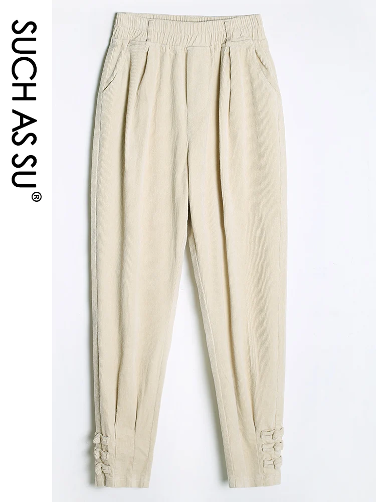 Beige Pants Такие как SU новые вельветовые брюки женские 4 цвета по щиколотку обтягивающие брюки S-4XL размера плюс осень зима женские шаровары - Цвет: Beige Pants
