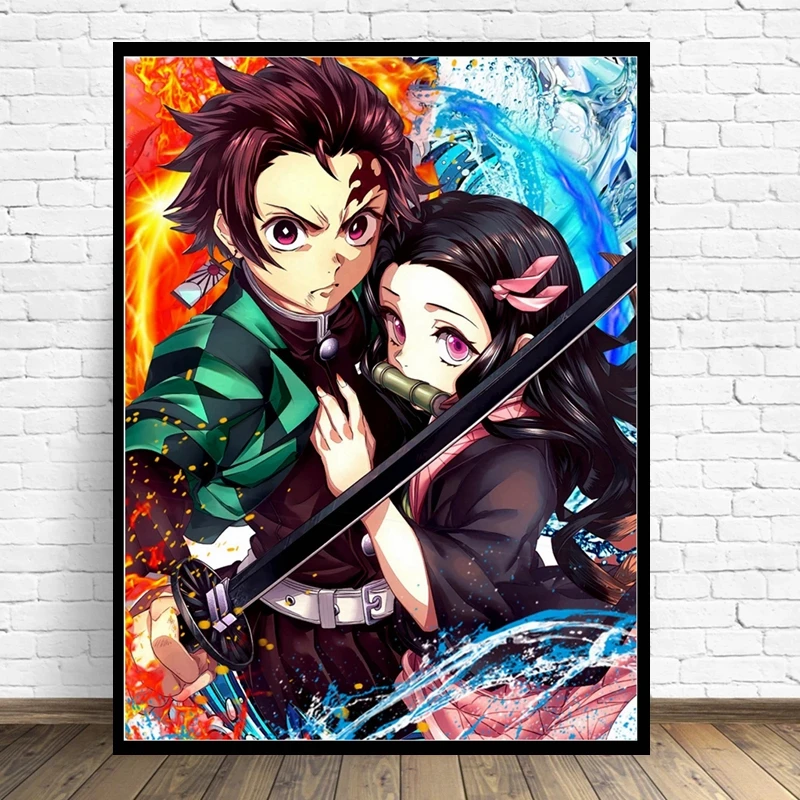 5D Diy Diamond Painting Anime Full Drill Kimetsu poi Yaiba Crafts