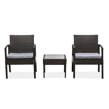 

US Warehouse 3 Piece Patio Furniture Set Wicker Rattan Outdoor Rattan Furniture Chair Three-Piece Quickly Reach