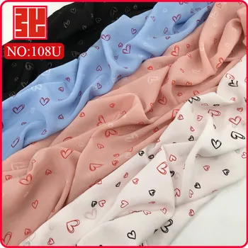 

150cm * 100cm Sweet Size Heart Printing Imitation Tencel Fabric Spring and Summer Smooth Breathable Chiffon Printing Fabric