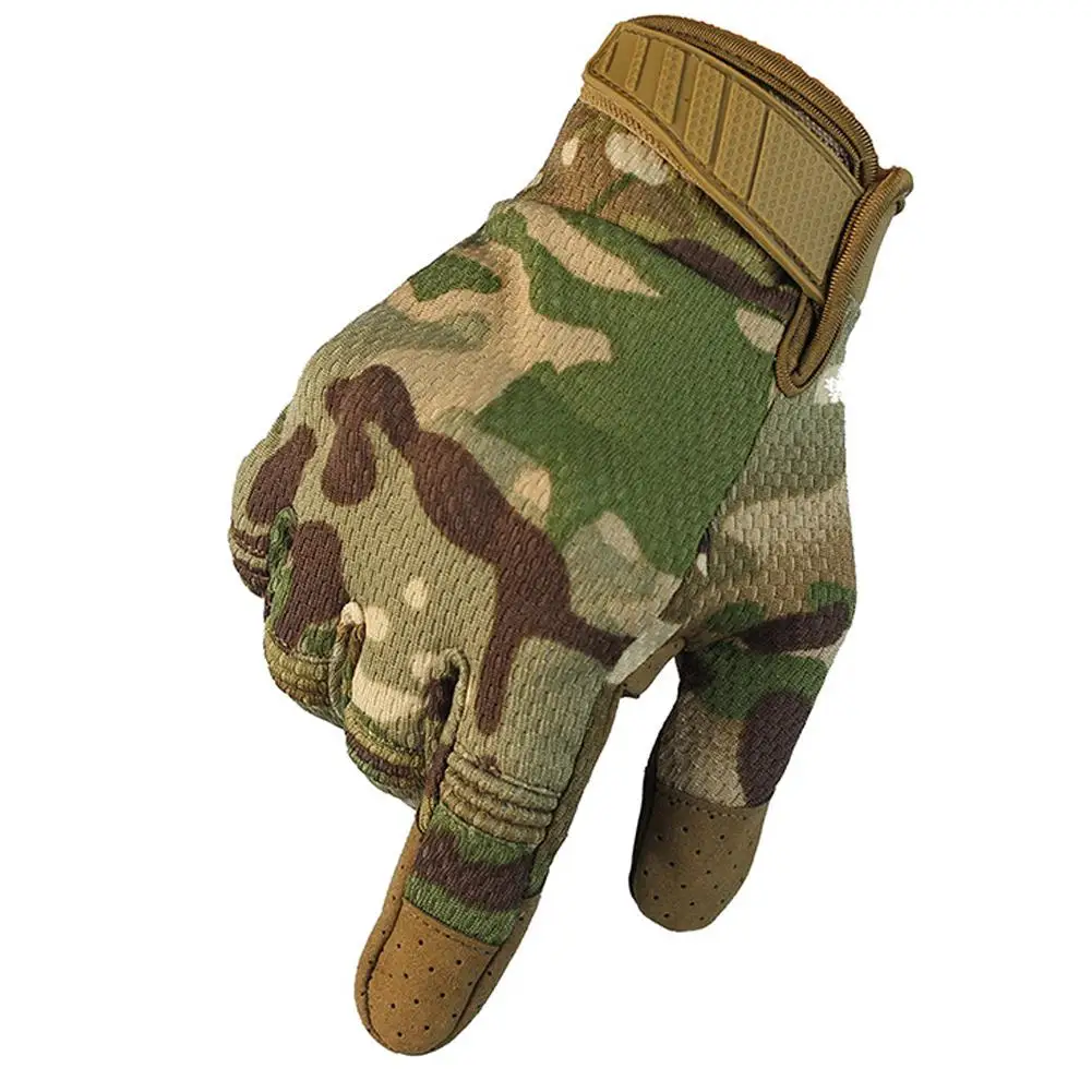 Deep camouflage HiMISS перчатки для скалолазания на открытом воздухе, противоскользящие перчатки для езды на мотоцикле, тактические боевые перчатки на полный палец, высококачественные аксессуары - Цвет: Deep camouflage