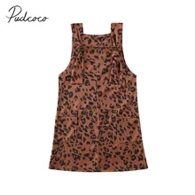 Летняя одежда для малышей, детская одежда для маленьких девочек, леопардовый комбинезон на лямках, платья, От 1 до 6 лет