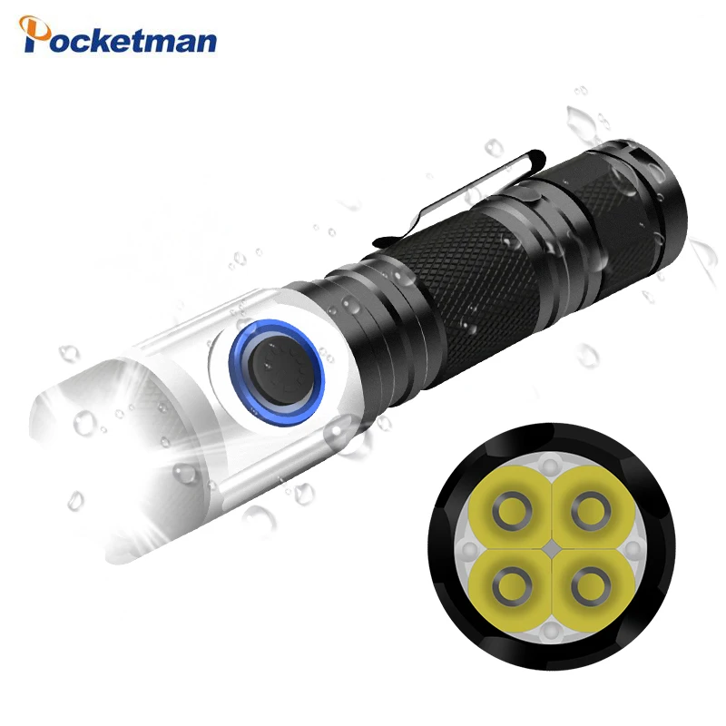 

Mini Ulrtra flash tactical flashlight 2 mode free to change high quality outdoor camping portable Protective torch 18650 USB
