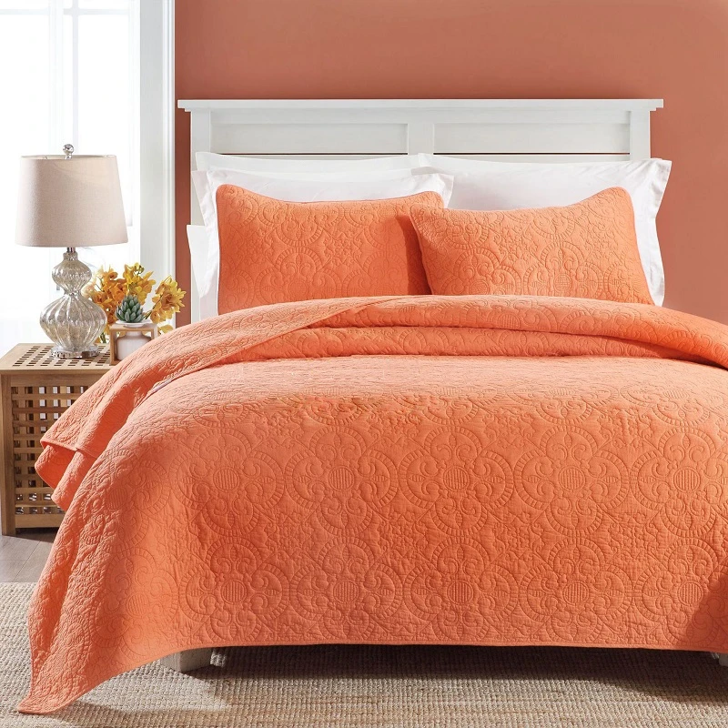 Chausub Orange Quilt Set 3pcs Embroidered Cotton Quilts Quilted Bedspread Bed Cover Queen King Size Coverlet Set Summer Blanket Quilts Aliexpress