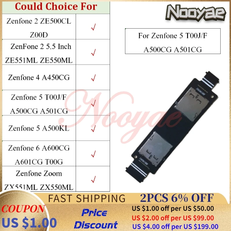 Тестированный считыватель SD-карт для Asus Zenfone 2 4 5 6 Zoom ZE500CL Z00D ZE551ML ZE550ML держатель