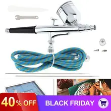 7CC Гравитация двойного действия Аэрограф Комплект пневматический Краскораспылитель электроинструменты с нейлоновой трубкой иглы и 0,2 мм 0,3 мм 0,5 мм сопла