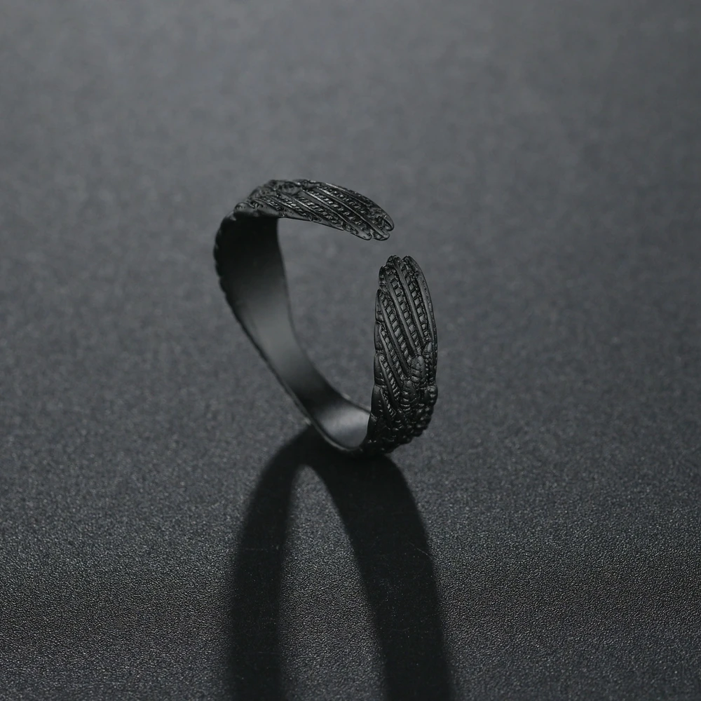 Trendy Angel Wings Women Men Rings Retro Open Adjustable Black Engagement Wedding Ring Gothic Punk Party Jewelry finger ring silver ring wedding rings stainless steel ring ring set couples rings adjustable rings wedding ring gold color ring gold color rings