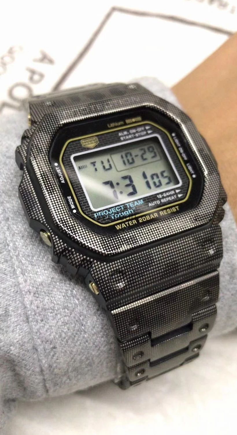 New Camouflage Titanium Alloy Watchbands And Bezel For Dw5600 Gw M5610 Gw5000 Dw5035 Metal Strap Steel Bracelet Cover With Tools Watchbands Aliexpress