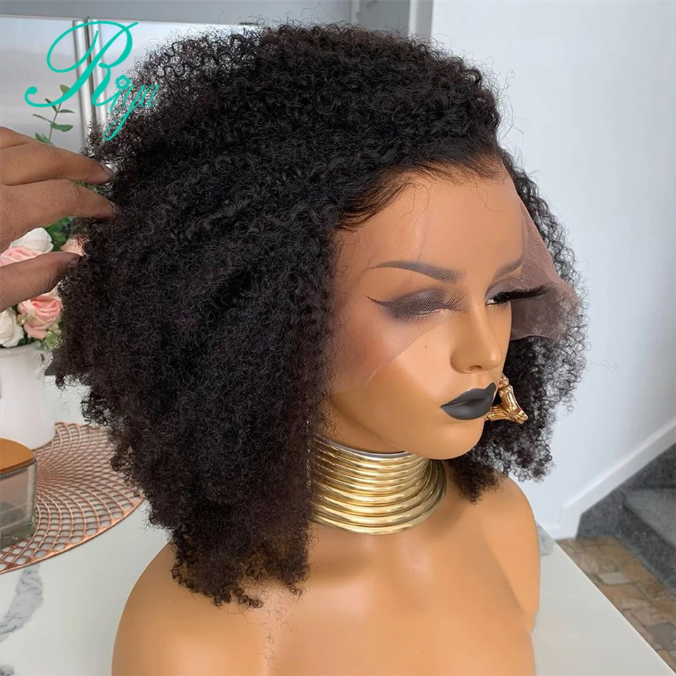 Afro Kinky Curly 13X4 Lace Front Wig With Baby Hair Mongolian Remy 13X6 Short Human Hair Wigs With Baby Bleached Knots Riya human hair wig lace front wigs