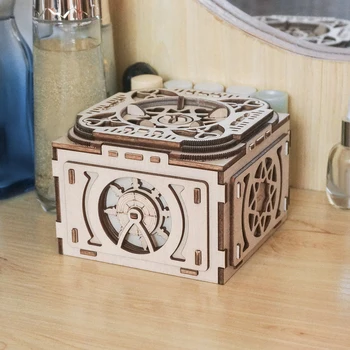 

3D Wooden Puzzle Music Box DIY Assembly Toy with Hidden Compartments Jewelry Box Mechanical Model Kits Crafts Gift for Adults