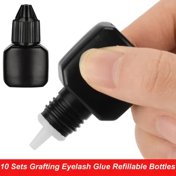 

10pcs Grafting Eyelash Glue Bottle Empty Refillable Bottles Portable Eyelash Glue Storage Container for Home Travel