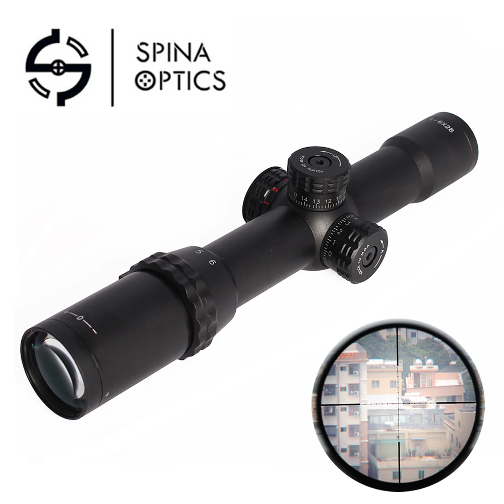 

SPINA OPTICS 1-6x28 SFP Tactical Riflescope Optics Sight Mil-dot Reticle RGB illuminated Wide angle vision Scope for hunting