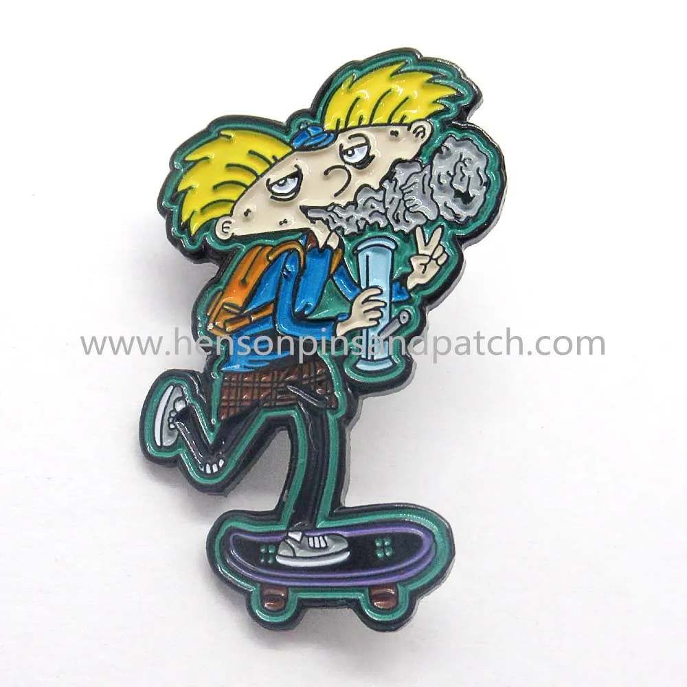 

Retail And Stock black metal soft enamel character boy pin badge