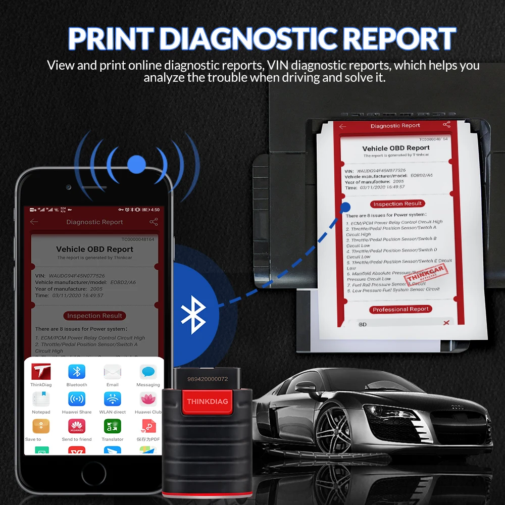 THINKCAR Thinkdiag Easydiag 16 Reset Functions Diagnostic Tools ECU Coding Adapter Update Online Full System OBD2 Scanner Tool