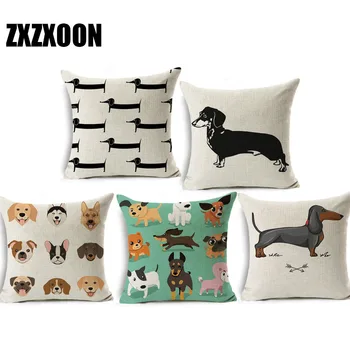 

Decorative Throw Pillows Case Dachshund Animals Dog Pet Cotton Linen Pets Cushion Cover Simple Home Office Sofa Decoration