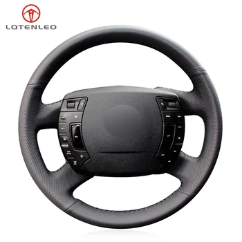 

LQTENLEO Black PU Artificial Leather HandSewing Car Steering Wheel Cover For Citroen C5 2008-2017
